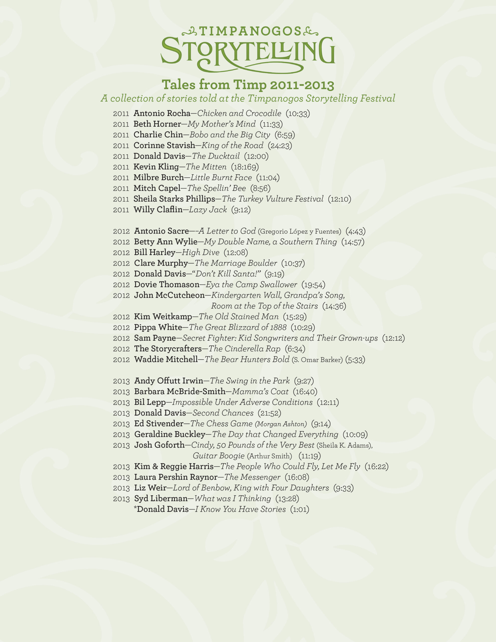 *2011-2013 Track List