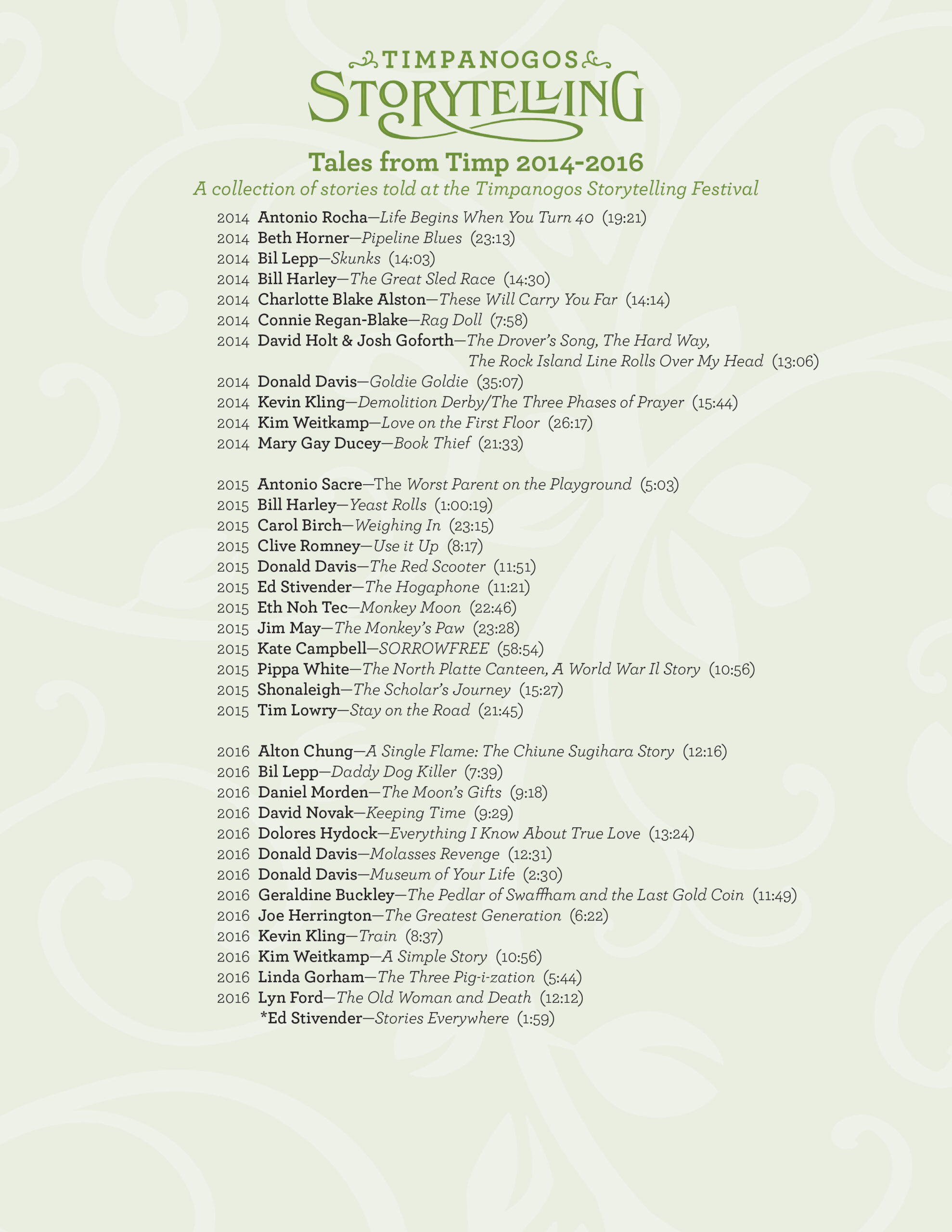 *2014-2016 Track List