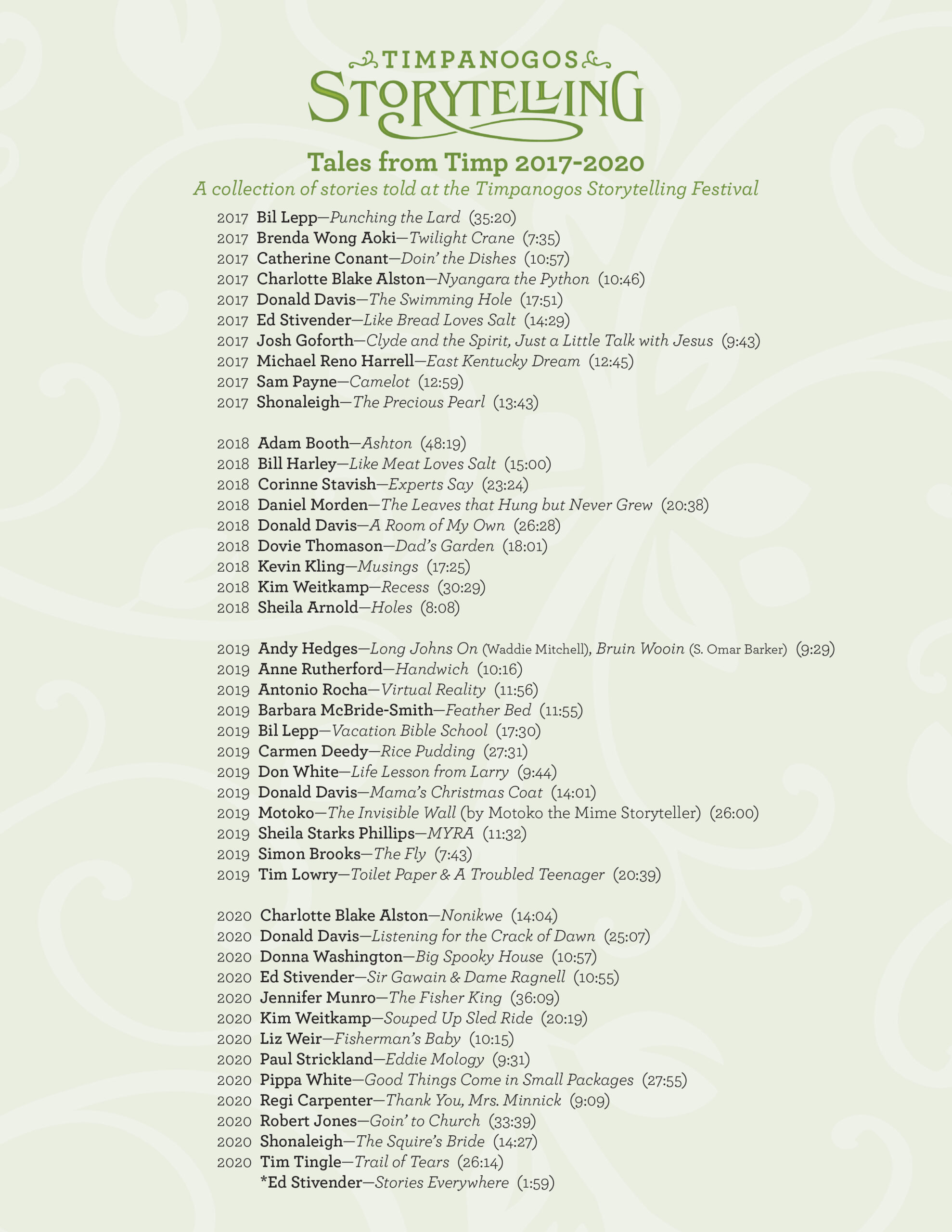 *2017-2020 Track List